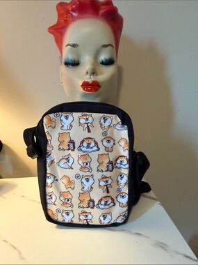 Cute Corgi Pattern Small Pet Accessory Bag - Black and Cream